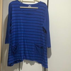 Comfortable knit tunic, Jones New York Sport, Blue/black stripe, size 2x